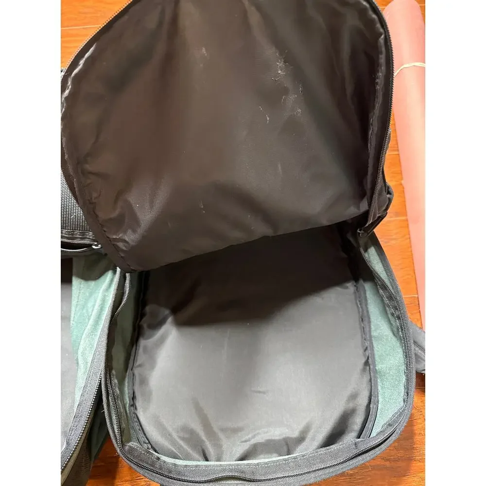 L.L. Bean Wheeled Convertible 21” Luggage Green Black With Day Bag